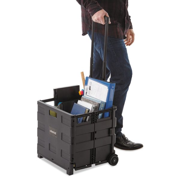 Collapsible Mobile Storage Crate, Plastic, 18.25 x 15 x 18.25 to 39.37, Black - Image 7