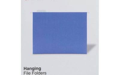Deluxe Bright Color Hanging File Folders, Letter Size, 1/5-Cut Tabs, Blue, 25/Box