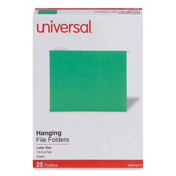 Deluxe Bright Color Hanging File Folders, Letter Size, 1/5-Cut Tabs, Bright Green, 25/Box