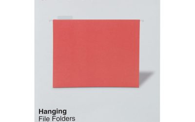 Deluxe Bright Color Hanging File Folders, Letter Size, 1/5-Cut Tabs, Red, 25/Box