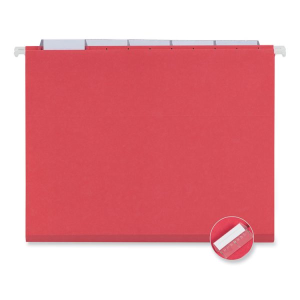 Deluxe Bright Color Hanging File Folders, Letter Size, 1/5-Cut Tabs, Red, 25/Box - Image 4