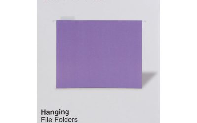 Deluxe Bright Color Hanging File Folders, Letter Size, 1/5-Cut Tabs, Violet, 25/Box
