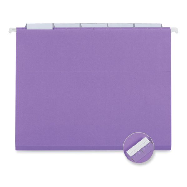 Deluxe Bright Color Hanging File Folders, Letter Size, 1/5-Cut Tabs, Violet, 25/Box - Image 4
