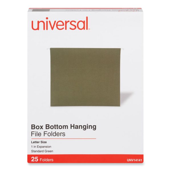 Box Bottom Hanging File Folders, 1" Capacity, Letter Size, 1/5-Cut Tabs, Standard Green, 25/Box - Image 2