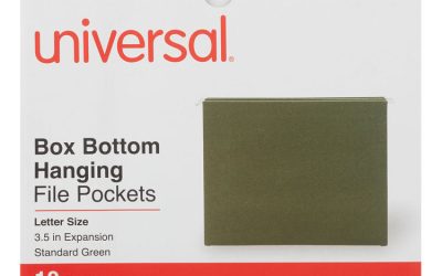 Hanging Box Bottom File Pockets, 1 Section, 3.5″ Capacity, Letter Size, Standard Green, 10/Box