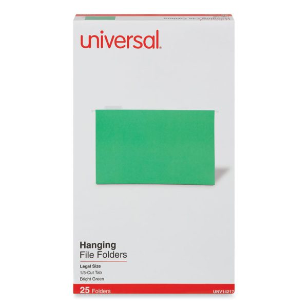 Deluxe Bright Color Hanging File Folders, Legal Size, 1/5-Cut Tabs, Bright Green, 25/Box - Image 2