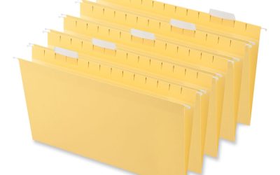 Deluxe Bright Color Hanging File Folders, Legal Size, 1/5-Cut Tabs, Yellow, 25/Box