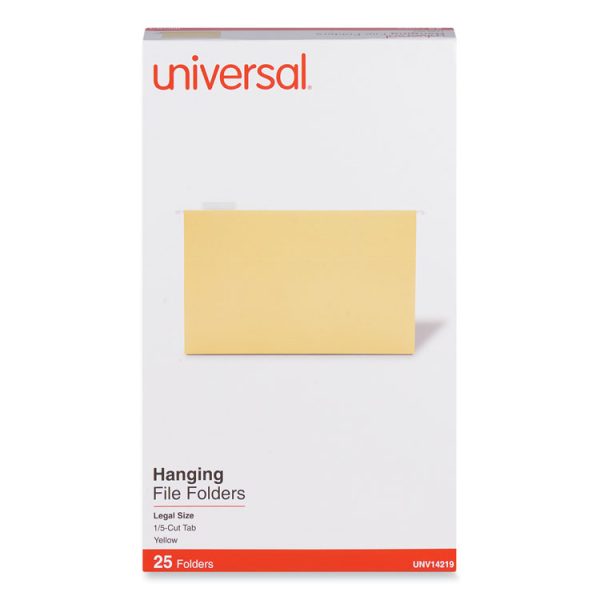 Deluxe Bright Color Hanging File Folders, Legal Size, 1/5-Cut Tabs, Yellow, 25/Box - Image 2