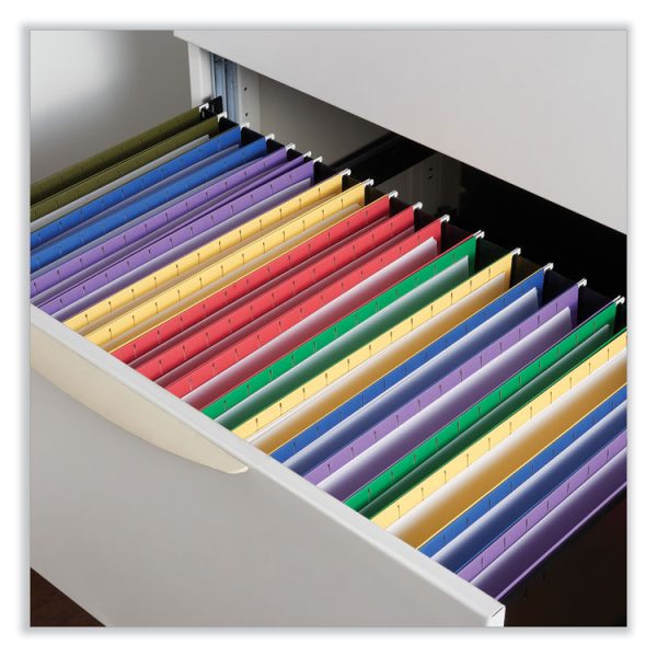 Deluxe Bright Color Hanging File Folders, Legal Size, 1/5-Cut Tabs, Yellow, 25/Box - Image 3
