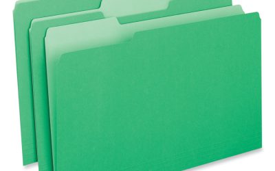Interior File Folders, 1/3-Cut Tabs: Assorted, Legal Size, 11-pt Stock, Green, 100/Box