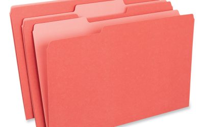 Interior File Folders, 1/3-Cut Tabs: Assorted, Legal Size, 11-pt Stock, Red, 100/Box