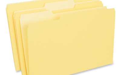 Interior File Folders, 1/3-Cut Tabs: Assorted, Legal Size, 11-pt Stock, Yellow, 100/Box