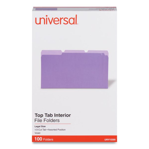 Interior File Folders, 1/3-Cut Tabs: Assorted, Legal Size, 11-pt Stock, Violet, 100/Box - Image 2