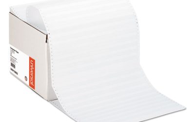 Printout Paper, 1-Part, 20 lb Bond Weight, 14.88 x 11, White/Green Bar, 2,400/Carton