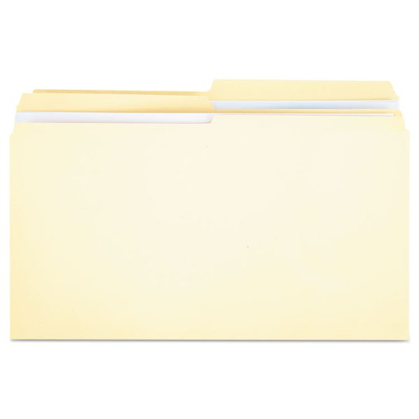 Double-Ply Top Tab Manila File Folders, 1/2-Cut Tabs: Assorted, Legal Size, 0.75" Expansion, Manila, 100/Box