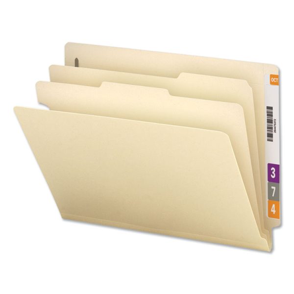 Six-Section Manila End Tab Classification Folders, 2" Expansion, 2 Dividers, 6 Fasteners, Letter Size, Manila, 10/Box - Image 3