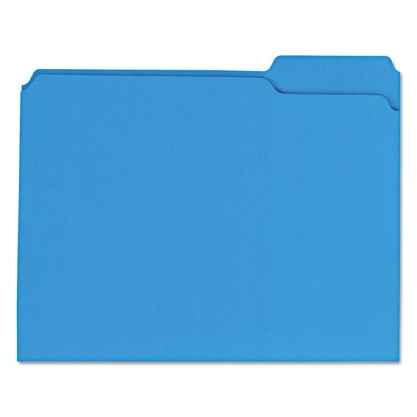 Reinforced Top-Tab File Folders, 1/3-Cut Tabs: Assorted, Letter Size, 1" Expansion, Blue, 100/Box - Image 3