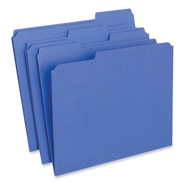 Reinforced Top-Tab File Folders, 1/3-Cut Tabs: Assorted, Letter Size, 1" Expansion, Blue, 100/Box - Image 2