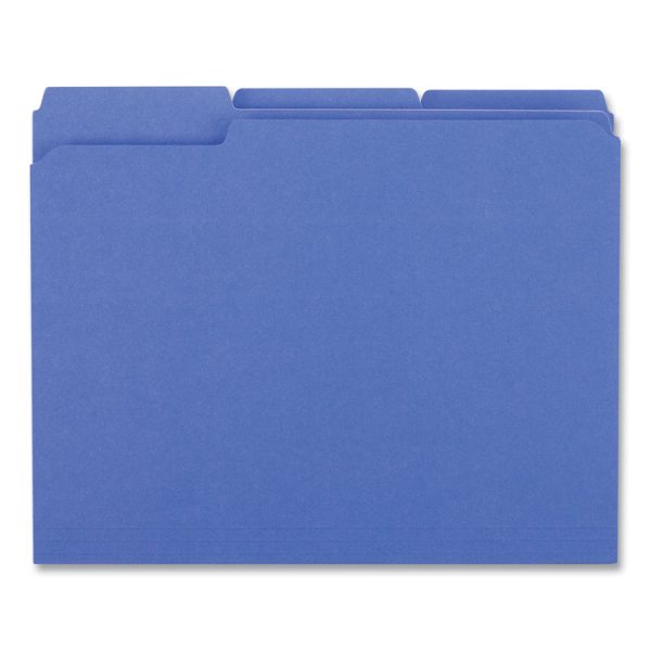 Reinforced Top-Tab File Folders, 1/3-Cut Tabs: Assorted, Letter Size, 1" Expansion, Blue, 100/Box - Image 4