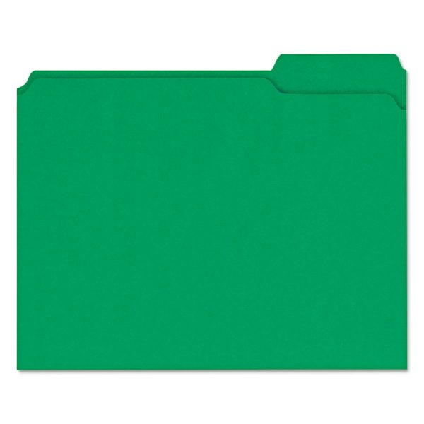 Reinforced Top-Tab File Folders, 1/3-Cut Tabs: Assorted, Letter Size, 1" Expansion, Green, 100/Box - Image 4