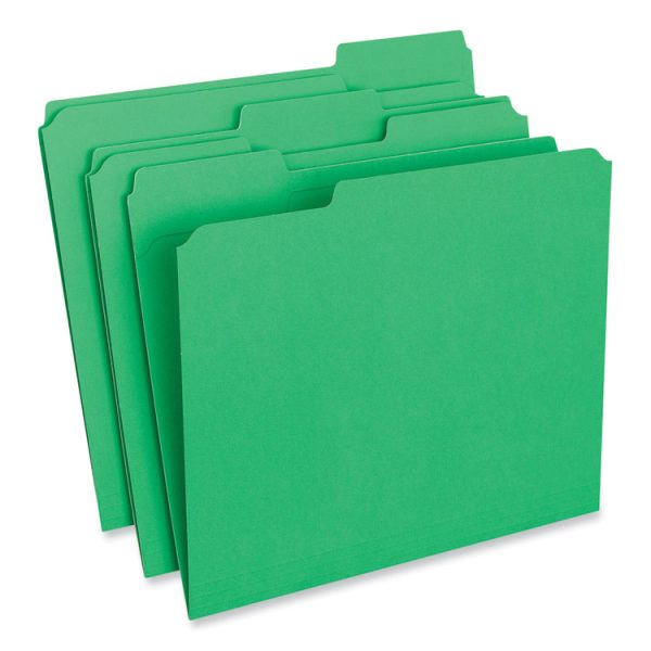 Reinforced Top-Tab File Folders, 1/3-Cut Tabs: Assorted, Letter Size, 1" Expansion, Green, 100/Box - Image 2