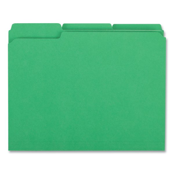 Reinforced Top-Tab File Folders, 1/3-Cut Tabs: Assorted, Letter Size, 1" Expansion, Green, 100/Box - Image 3