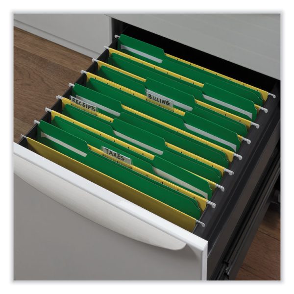 Reinforced Top-Tab File Folders, 1/3-Cut Tabs: Assorted, Letter Size, 1" Expansion, Green, 100/Box - Image 5