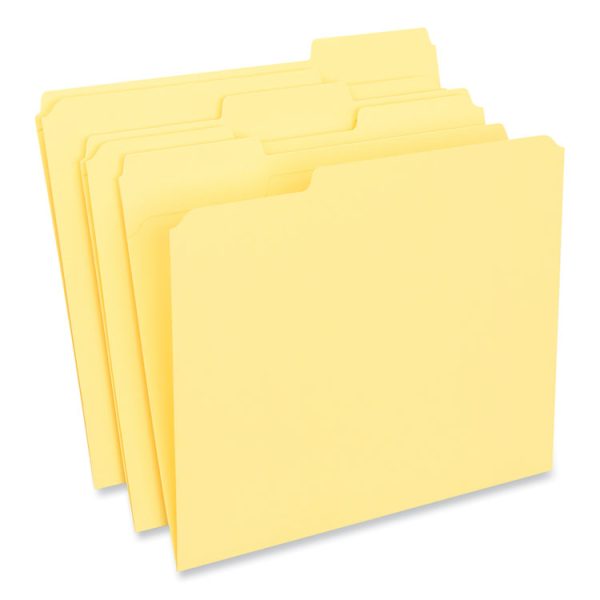 Reinforced Top-Tab File Folders, 1/3-Cut Tabs: Assorted, Letter Size, 1" Expansion, Yellow, 100/Box - Image 2