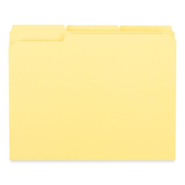 Reinforced Top-Tab File Folders, 1/3-Cut Tabs: Assorted, Letter Size, 1" Expansion, Yellow, 100/Box - Image 3