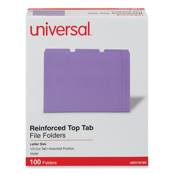 Reinforced Top-Tab File Folders, 1/3-Cut Tabs: Assorted, Letter Size, 1" Expansion, Violet, 100/Box - Image 2