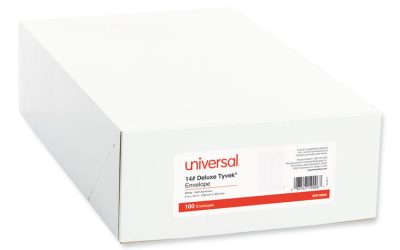 Deluxe Tyvek Envelopes, #10 1/2, Square Flap, Self-Adhesive Closure, 9 X 12, White, 100/box