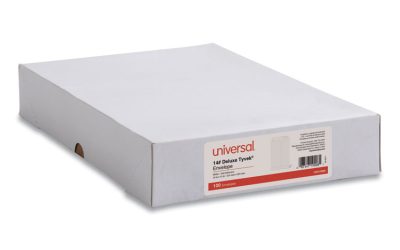 Deluxe Tyvek Envelopes, #15, Square Flap, Self-Adhesive Closure, 10 x 15, White, 100/Box