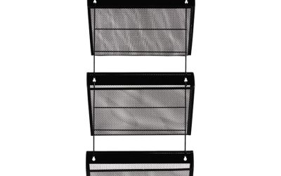 Mesh Three-Pack Wall Files, 3 Sections, Letter Size, 14.13″ x 3.38″ x 8.5″, Black