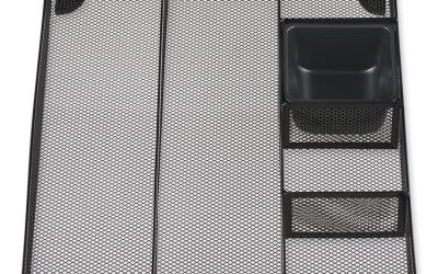 Metal Mesh Drawer Organizer, Six Compartments, 15 X 11.88 X 2.5, Black