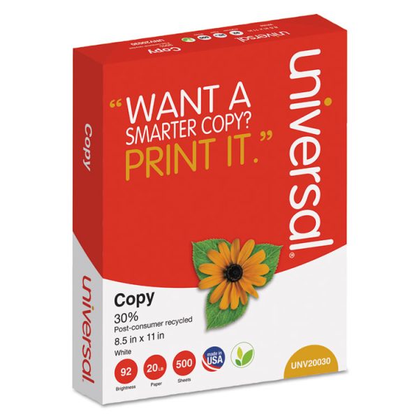 30% Recycled Copy Paper, 92 Bright, 20 lb Bond Weight, 8.5 x 11, White, 500 Sheets/Ream, 10 Reams/Carton - Image 3