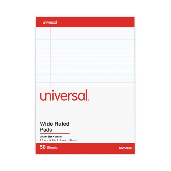 Perforated Ruled Writing Pads, Wide/legal Rule, Red Headband, 50 White 8.5 X 11.75 Sheets, Dozen - Image 2