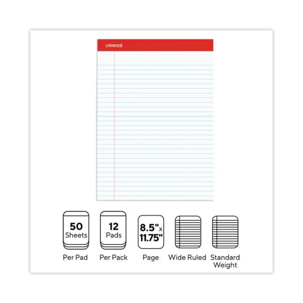 Perforated Ruled Writing Pads, Wide/legal Rule, Red Headband, 50 White 8.5 X 11.75 Sheets, Dozen - Image 5