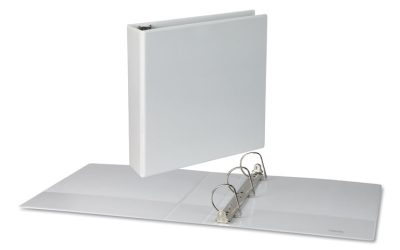 Slant D-Ring View Binder, 3 Rings, 2″ Capacity, 11 x 8.5, White, 4/Pack