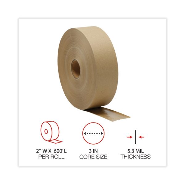 Gummed Kraft Sealing Tape, 3" Core, 2" X 600 Ft, Brown, 12/carton - Image 4