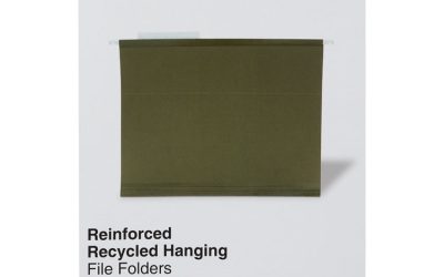Deluxe Reinforced Recycled Hanging File Folders, Letter Size, 1/3-Cut Tabs, Standard Green, 25/Box