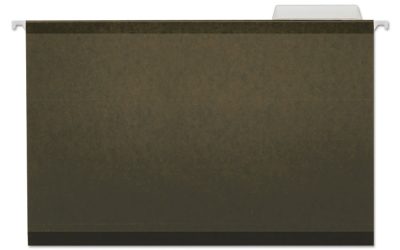 Deluxe Reinforced Recycled Hanging File Folders, Legal Size, 1/3-Cut Tabs, Standard Green, 25/Box