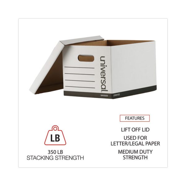 Basic-Duty Economy Record Storage Boxes, Letter/legal Files, 12" X 15" X 10", White, 10/carton - Image 5