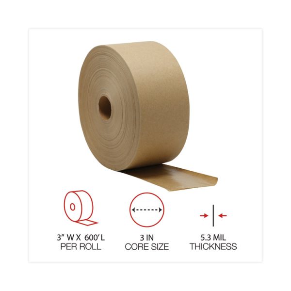 Gummed Kraft Sealing Tape, 3" Core, 3" X 600 Ft, Brown, 10/carton - Image 4