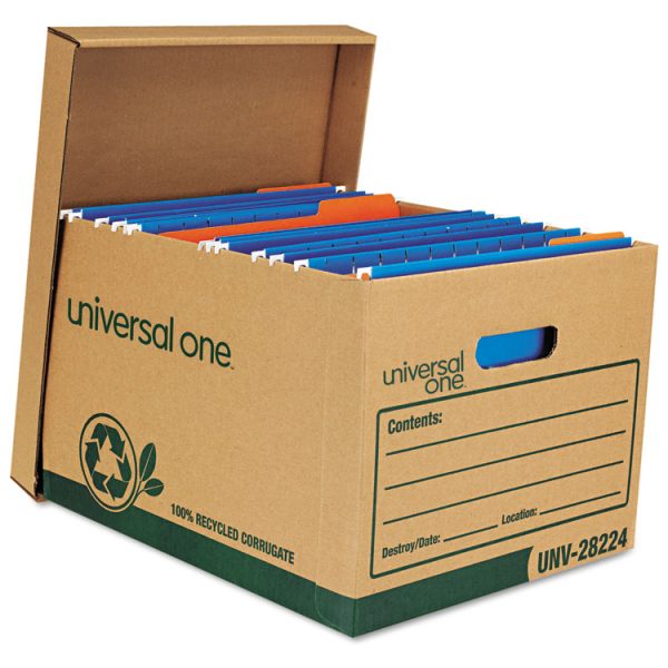 Recycled Heavy-Duty Record Storage Box, Letter/legal Files, Kraft/green, 12/carton - Image 4