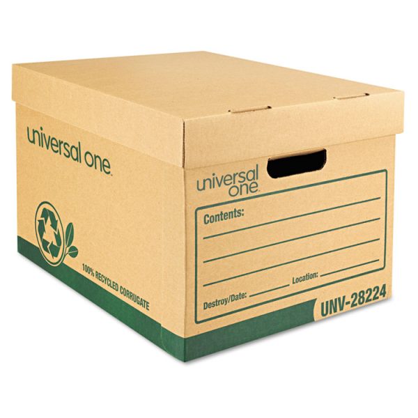 Recycled Heavy-Duty Record Storage Box, Letter/legal Files, Kraft/green, 12/carton - Image 2