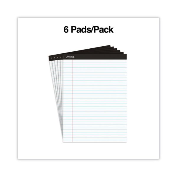 Premium Ruled Writing Pads With Heavy-Duty Back, Wide/legal Rule, Black Headband, 50 White 8.5 X 11 Sheets, 6/pack - Image 4