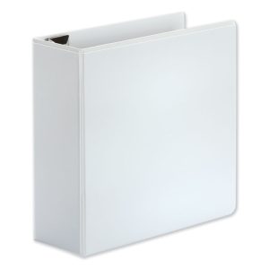 Deluxe Easy-To-Open D-Ring View Binder, 3 Rings, 4" Capacity, 11 X 8.5, White