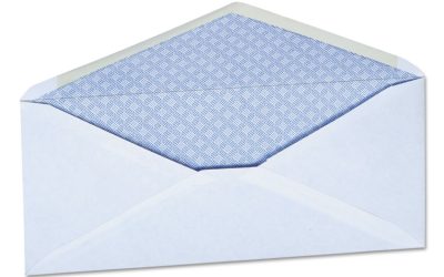 Open-Side Security Tint Business Envelope, #10, Monarch Flap, Gummed Closure, 4.13 x 9.5, White, 500/Box