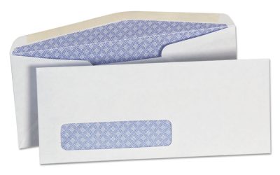 Open-Side Security Tint Business Envelope, 1 Window, #10, Commercial Flap, Gummed Closure, 4.13 x 9.5, White, 500/Box