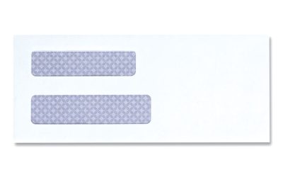 Double Window Business Envelope, #8 5/8, Square Flap, Gummed Closure, 3.63 x 8.88, White, 500/Box